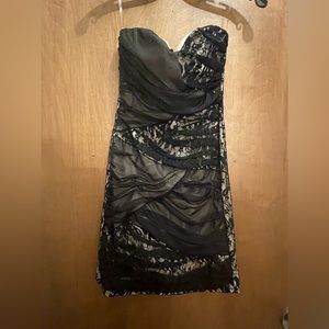 Venus Strapless Floral Mesh/Lace Mini Dress